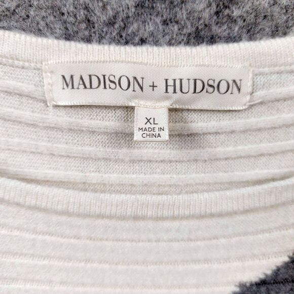 Madison + Hudson Sweater Womens XL Black Gray White Colorblock Ribbed Dolman - Picture 10 of 10